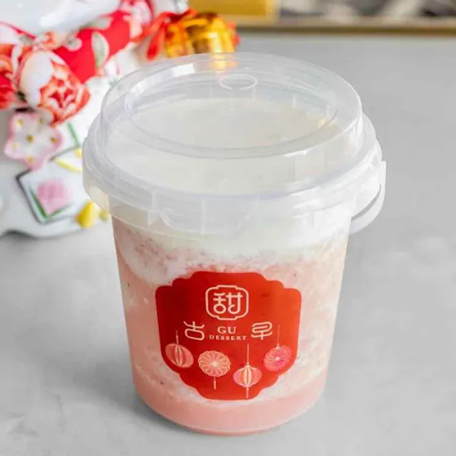Peach slush with milk foam