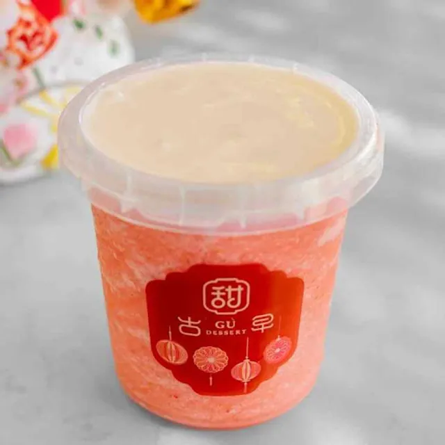 Watermelon slush with milk foam
