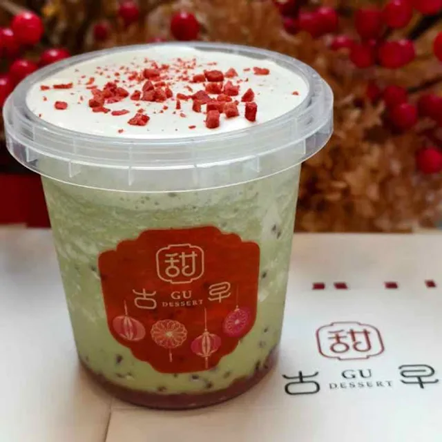 Matcha red bean slush